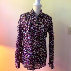 🌸michael michael Kors animal print button down blouse. Fine 💯cotton sz6 😎🌺🌸